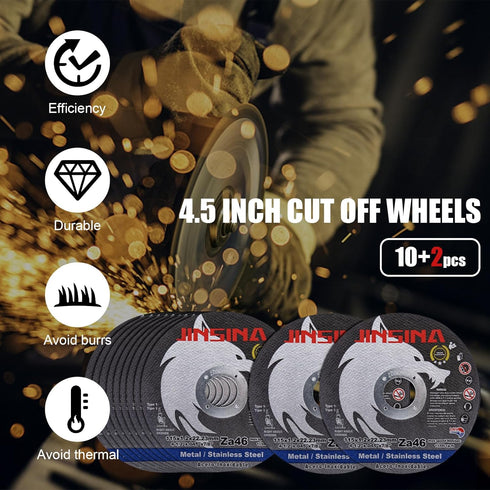Cut Off Wheels 12 PCS, 4 1/2 Inch Fast Cutting Disc for Metal and Stainless Steel Angle Grinder (4-1/2 x .045 x 7/8inch)