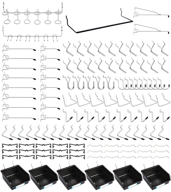 FRIMOONY Pegboard Hooks with Bins and Peg Locks for Organizing Tools, 188 PCS, 80 Locks Included