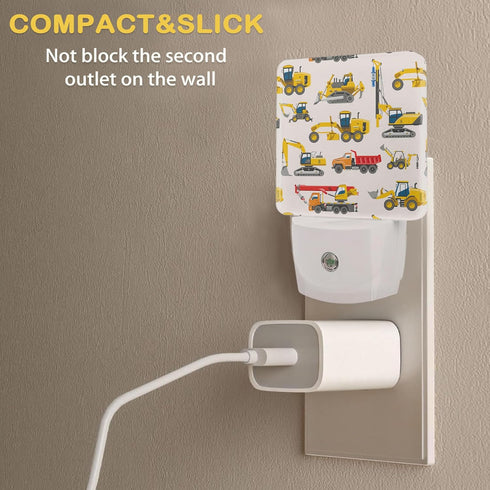 ENUIEO Tractor Night Light, Construction Machines Night Lights Plug Into Wall with Dusk To Dawn Sensor Wall Lamp