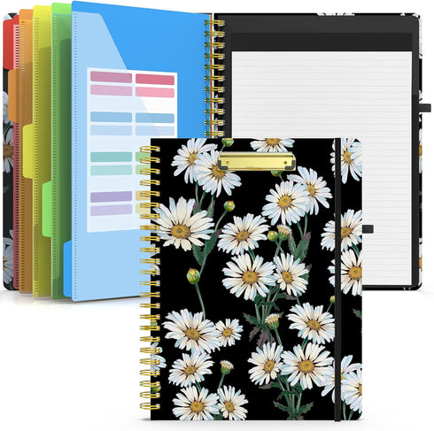 Sooez Clipboard Folio with Refillable Notepad, Clipboard Folder with 10 Storage Pockets for Letter Size, Cute Portfolio
