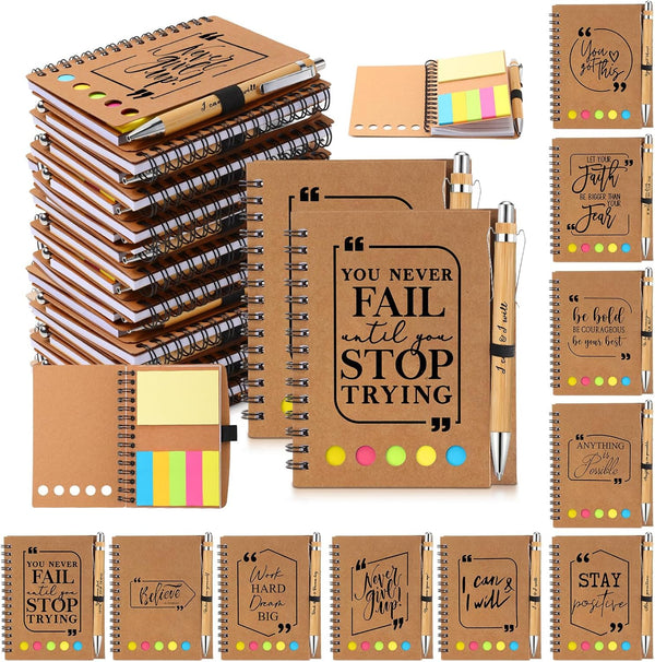 Tenceur Inspirational Gifts Bulk Notebook and Pen Set, Spiral Journal Notepad with Sticky Notes for Team Appreciation