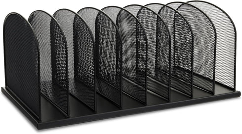 Safco Onyx Desk Organizer with 8 Vertical Sections, Steel Mesh File Organizer for Home and Office