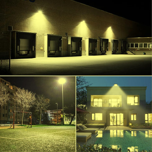 AUXTINGS 10W LED Flood Lights Outdoor Security Lights, 1000LM Warm White Spot Light for Yard, IP66 Waterproof