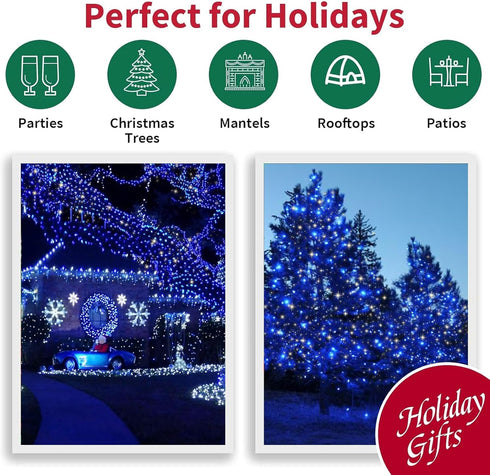 100 20FT Set, LAMPHOME Blue Clear Christmas String Lights, ct Incandescent Mini Fairy Lights UL Certified White Wire
