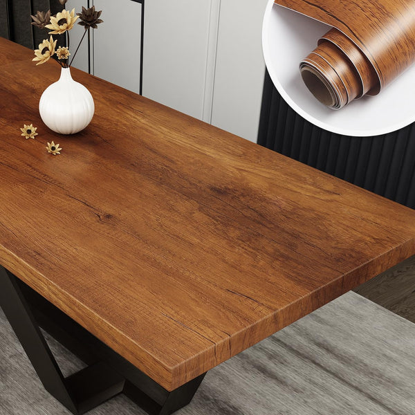 Yenhome 24"x118" Brown Wood Contact Paper, Peel and Stick Vinyl Wrap for Countertops, Waterproof Wood Wallpaper