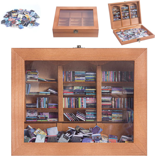QTYWACYQ Anxiety Bookshelf Mini Books with 340 Minibooks Portable Bookshelf,Stress-Relief Booksshelf Organizer with