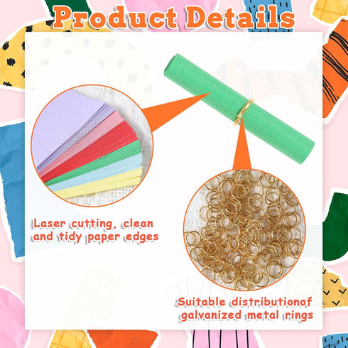 Larrel 110 Pcs Mini Scroll Paper, Colorful Lucky Wish Paper Mini Stationary Writable Message Papers for Birthday