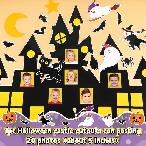 Halloween Bulletin Board Decorations, DIY Photo Crafts Set, Trick or Treat Pumpkin Bat Witch Cutouts