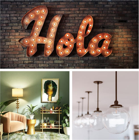 Vintage Non-Dimmable LED Bulbs, 6 Pack, G50 G16.5, 40W Equivalent, Soft Warm White 2700K, E26 Clear Glass