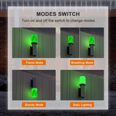 Hompavo Upgraded LED Flame Light Bulbs, Green Flickering Effect, E26 Flame Bulb for Home Halloween, St. Patrick's Day,