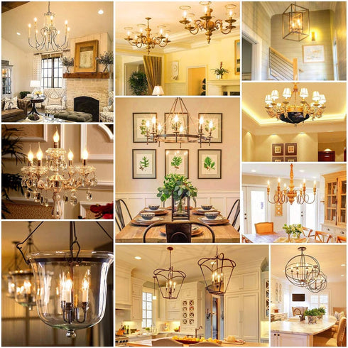 B11 Bulb Bulb E26 Dimmable Bulbs 2700K 4.5W (60W Lightbulbs, 6 Pack ANWIO Flame Tip Clear Candle Light Indoor LED
