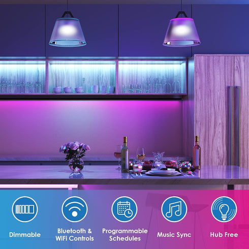 2 A19 Bulb Bulb Programmable Pack 2 9W Dimmable Bulbs CLEANLIFE Smart Gen LED - RGB + Tunable White Smart with WiFi