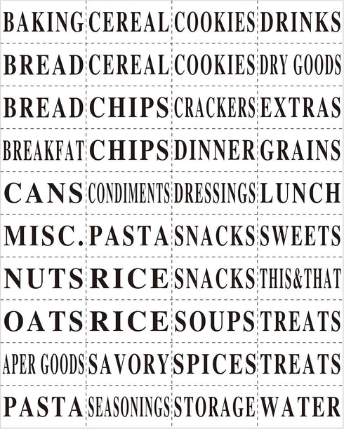Zonon 8 Pack Basket Labels Clips with 40 Pcs Pantry Labels Set, Removable Bin 3.5 x 2.4 Inch for Kitchen, Black & White