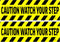 Rogue River Tactical 2 Pack Caution Watch Your Step Door Sticker Set, 9x3 Inch Vinyl Decal for Indoor Outdoor