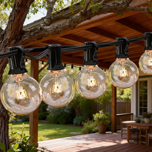 Abeja 25Ft Outdoor Patio String Lights, G40 Outdoor Globe String Lights with