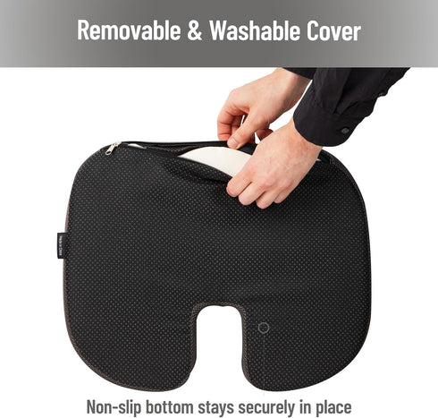 Mind Reader Memory Foam Seat Cushion with Air-Cloud Technology, Sciatica, Coccyx & Hip Pain Relief, Office, Memory