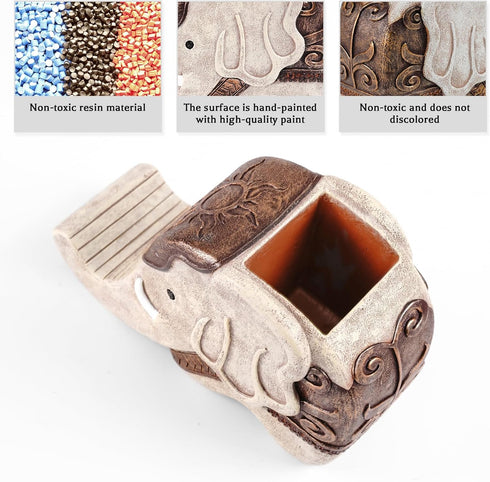 MOKANI Pen Pencil Holder with Phone Stand, Multifunctional Elephant Shaped Desk Organizer Desk Decor Elephant Gifts