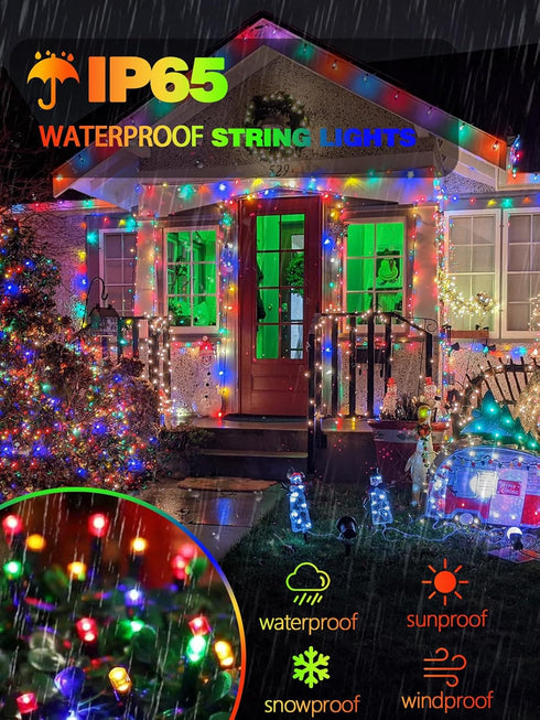4 Pack 180FT 320 8 Solar Christmas Lights Outdoor Waterproof, Super Bright LED Solar String Lights with Lighting Modes