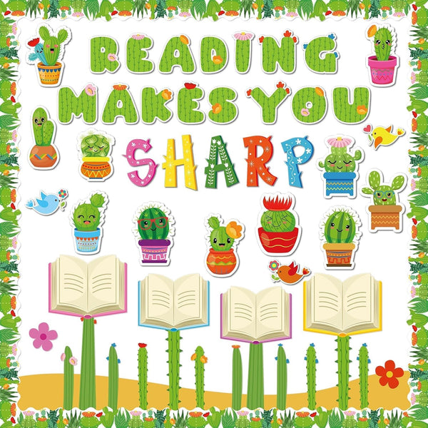 gisgfim Cactus Reading Bulletin Board Decorations Set Classroom Craft School Library Home Wall Decor