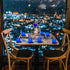LANKER 500 PCS Blue Artificial Rose Petals with 24 Bright Flickering Blue Flameless LED Tea Lights for Valentine's