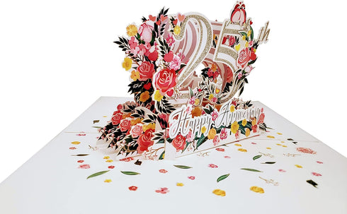 iGifts And Cards Happy 25th Milestone Anniversary 3D Pop Up Greeting Card - Soulmates, Lovebirds, Silver,