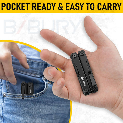 BI2051AB, BIBURY Mini Multitool Pliers Mini EDC Multi Tool with Pocket Clip for Outdoor Survival, Gifts for Men