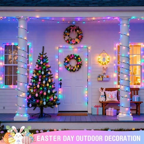 4 Pack 50 16.5ft Easter Lights Battery Operated, LEDs Pastel String Lights Indoor Outdoor Waterproof, Green Wire