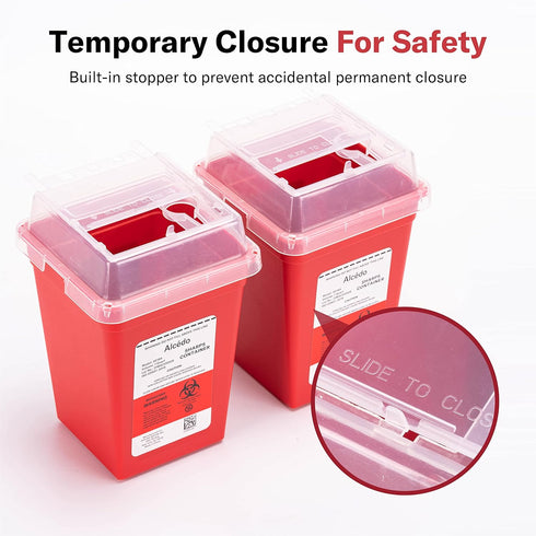 Alcedo Sharps Container 3-Pack for Home Use, 1 Quart Plus Biohazard Needle and Syringe Disposal, Portable for Travel
