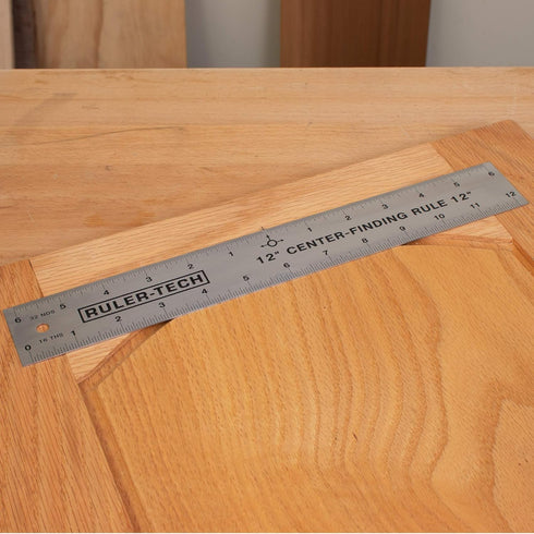 Stainless Steel Center Finding Ruler, Ideal for Woodworking, Metal Work, Construction (12" Ruler)