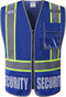 Retro-Reflection Heavy Duty Security Safety Vests, Blue Mesh with 5 Pockets, ANSI/ISEA 107-2015