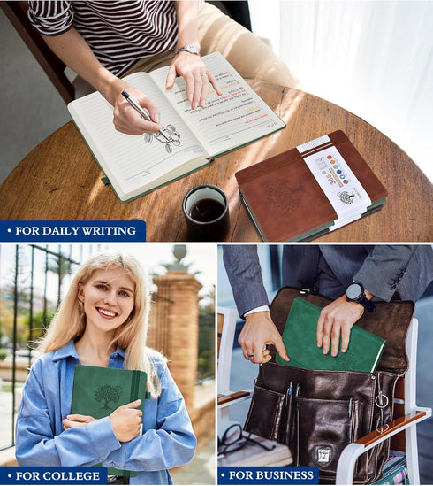 B5 Lined Journal Notebook - 365 Page Large Leather Journals for Writing, 100Gsm Thick Pages, Daily Diary for Travel