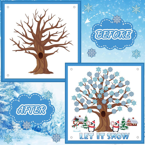 Tatuo 125 Pcs Classroom Tree Bulletin Board Set, 47 x 46 Inch Tree Background with Owl Leaves Dot Cutouts