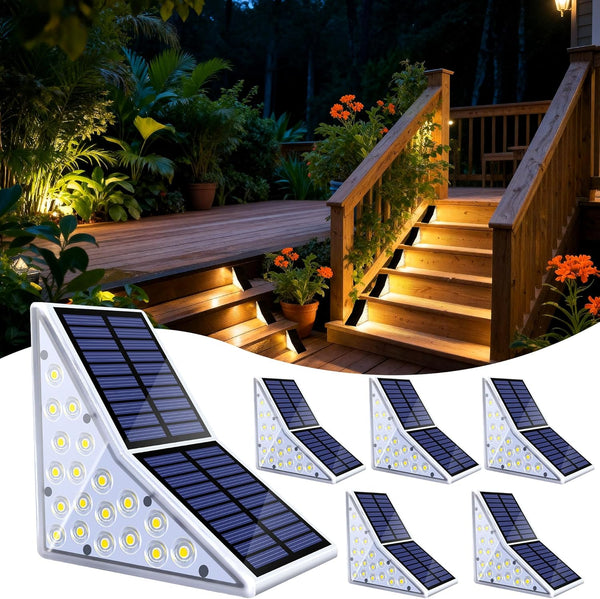 Solar Stair Lights Outdoor, Waterproof IP65 Solar Outdoor Lighting, 1200mAh,19 LED,Outdoor Step