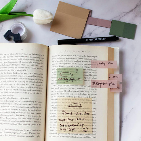PARTSPOWER Transparent Pastel Sticky Notes, Clear Sticky Tabs for Reading Annotating, Perfect for School Supplies
