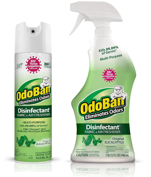 OdoBan Ready-to-Use Disinfectant and Odor Eliminator, Cleaner and Fabric/Air Freshener, Set of 2
