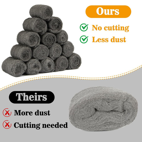 Steel Wool Pads 0000, 15PCS Extra Fine Steel Wool Roll for Glass, Wood, Metal Polishing, Mice Control, Weep Hole Covers