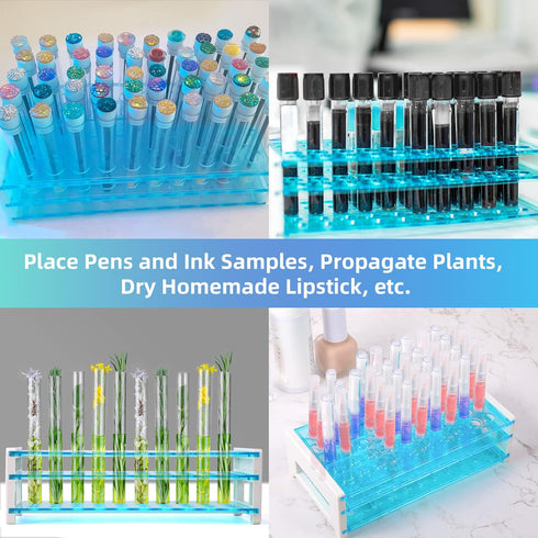 Annhua Plastic Test Tube Rack for 16mm Tubes, Holds 50, Detachable Tube Holder Tray