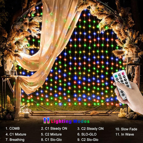 600 20Ft 10Ft echosari LED Curtain Lights Plug in, x Connectable Dual Color Changing Fairy Lights Curtain Outdoor