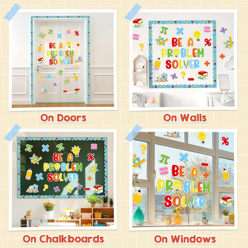 Maths Bulletin Board Set 54PCS Math Symbols Paper Mathematics Posters Back to School Decor Maths Classroom Decoration Ideas Wall Decor School Supplies