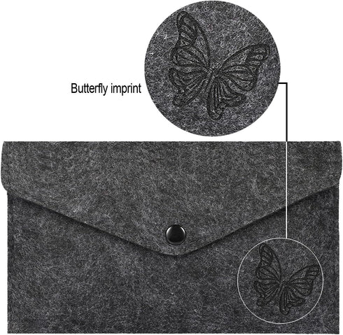 File Folder Butterfly Carved Felt Storage Case Bag, Utility Felt Bags for Document Holder, 2 Pack