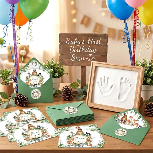 Yuzioey 4x6 (50PCS) Woodland Thank You Cards, Forest Animals Thank You Notes with Matching Envelopes & Stickers
