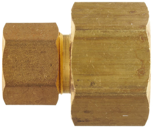Anderson Metals Brass Tube Fitting; Coupling, 1/4" Compression x 1/4" Female Pipe