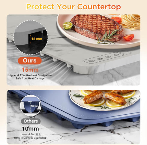 Togee -6 settings- Countertop-rollup Marble Warming Mat For Food-Marble Extra Large Warming Trays For Buffets Party