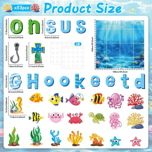 gisgfim Ocean Fish Bulletin Board Decorations with Background Paper Christian Sea Animals Cutouts Under The Sea Jesus Classroom Decor for Kids Sunday School Chalkboard Church Wall Decor by gisgfim
