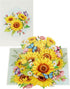 ETApopupcard 3D Sunflower Pop Up Card Bright Floral Bouquet Greeting Card with Butterflies