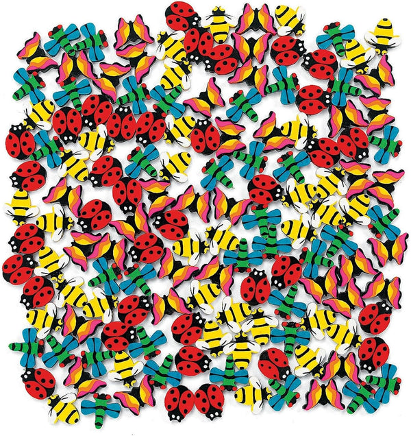 Insect Bug Erasers, 144 Pc, Bee Butterfly Ladybug Dragonfly Shaped Mini Eraser Mix