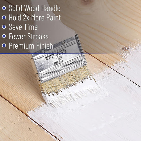 Bates- Chip Paint Brushes - Assorted Sizes, 24 Pack Natural Bristle Painting Brushes Set