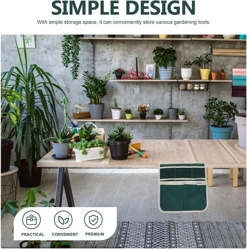 Garden Kneeler Seat Bag with Tool Pouch, Green Striped Multifunctional Storage Organizer for Outdoor Gardening Bench
