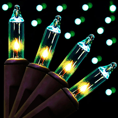 100 23ft Clear Mini Brown Wire Christmas Lights Incandescent Waterproof UL Certified Fairy String Lights for Outdoor