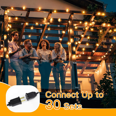 Ollny 25FT Outdoor String Lights - Waterproof Connectable Shatterproof Lights with 13 Edison + 1 Spare LED Bulbs